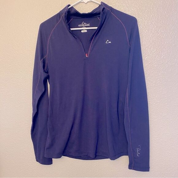 PARADOX Performance Purple Merino wool Blend Zip Long Sleeve base layer Top M - Picture 2 of 8